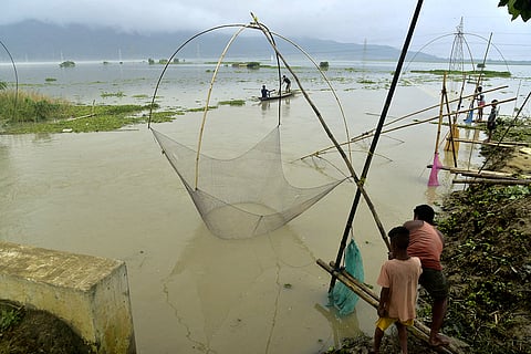 Fishing in flood water